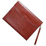 jojofuny PU Aktenhalter Dokumententasche mit Tragegriff Wasserabweisender PU Ordner für Verträge und Quittungen Business Aktentasche für Büro und Studium