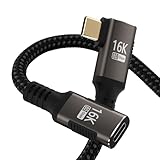 KMMXXCPM USB C Verlängerungskabel 90 Grad Kurz 60cm, 80Gbps USB 5 Winkel Datenkabel Kompatibel,Thunderbolt 5/4/3 extension kabel,Typ C 240W Schnellladung,16K@60Hz 8K@120Hz Videoübertragung für Display