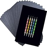 200 Blatt Kohlepapier, Transferpapier, Pauspapier, Kohlepapier Zum Nachzeichnen, Graphitpapier, Pauspapier A4, Schwarz Für Papier Tattoo Holz Mit 5 Pcs Prägestift