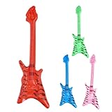 TOKIDNY 4 Stück Pack Aufblasbare Gitarren aus Robustem PVC Bunte Rock’N’Roll Partydekorationen für Musik und Karaoke Events Tragbare 60cm Luftgitarren