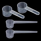 4 Stück Messlöffel, Dosierlöffel Transparent mit Skala 5g und 10g / 20ml Waagen, Messlöffel Gramm, Scoop 5g und 10g / 20ml, Dosier-Löffel für Backen Kochen Kaffee Waschpulver Proteinpulver Creatin
