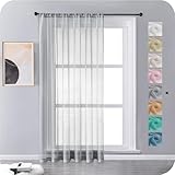 MRTREES Vorhänge Gardinen mit Store Vorhang Voile halbtransparent kurz in Leinenoptik Gardine Schals Grau Gardinen nach Maß für Wohnzimmer Schlafzimmer Kinderzimmer 1er Set