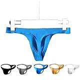 Faringoto Ultradünner nahtloser Tanga für Herren, G-Strings und Tangas, Herrentasche, Eisseide, atmungsaktiv, niedrige Taille, S-XXL, Schwarz + Grau + Königsblau + Khaki + Weiß, M