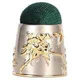 Xolsurg Nähnadelkissen, rund, Basis aus Zinklegierung, Retro-Stil, Plüsch, Stoffnadel, Nadelkissen, Haute Couture zum Quilten, DIY-Näharbeiten