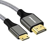 SOEYBAE Mini HDMI auf HDMI Kabel 2M, Nylon Geflechten HDMI auf Mini HDMI Kabel,Unterstützt 4K@60Hz, 3D und ARC, für DSLR Camera,Camcorder,Graphics Video Card,Laptop
