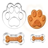 HJZHII 3 Stück Ausstechformen Set, Keksausstecher aus Edelstahl Plätzchenausstecher Waffeleisen Kuchen Deko Torte Paw Ausstecher Hundepfote Großer Knochen Kleiner Knochen für Plätzchen Kekse