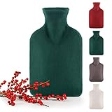 Blumtal Wärmflasche mit Bezug aus Polar Fleece - Wärmeflasche mit wachmaschinengeeignetem, superweichem Bezug aus hochwertigen Materialien, Bettflasche für alle Anlässe, Grün