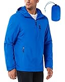 33,000ft Regenjacke Herren Wasserdicht Outdoorjacke Leichte Freizeitjacke Packbare Windjacke Fahrrad Regenmantel mit Kapuze Hell Blau L