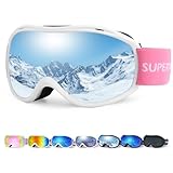 Supertrip Skibrille Damen Herren, Snowboard Brille für Brillenträger Erwachsene Jugendliche OTG UV-Schutz Kompatibler Helm Anti Fog Skibrillen Snowboardbrille Sphärisch Verspiegelt