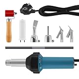 KayEsampra 1500W 220V Heißluftfön Kunststoff Schweißgerät Heißluftpistole, 30℃-680℃ Einstellbare Heissluftpistole, Heissluftföhn, für Vinyl PE PVC Schweissgerät Mit Kunststoffstab, Roller, Düse