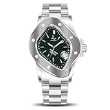 ILLIMITE Automatikuhren für Herren mit japanischem Miyota 8215 selbstaufziehendes mechanisches Uhrwerk, leuchtende Analoguhr, Edelstahl-Armbanduhren, Silber, Grün, Einzigartig