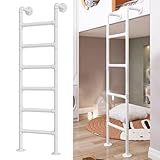 XCHSXYL Robuste Trittleiter aus Metall für Zuhause, hohes Dachgeschoss, Keller, Fensterschacht, Wand-/Bodenmontage, Sicherheitskletterleiter (135 cm)