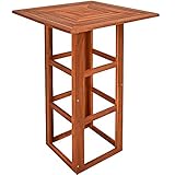 Casaria® Stehtisch Holz 110 cm Hoch 75 x 75 cm Eckig Massiv Rustikal Indoor Outdoor Bistrotisch Biertisch Gartentisch Biertisch Partytisch Bartisch