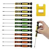 13 StüCke PräZisionsschraubendreher Set Magnetisch, Spitze Schlitz/Kreuzschlitz/Torx Schraubenzieher Klein, mit Magnetisierer, für Uhren, Brillen, Smartphone, Tablets