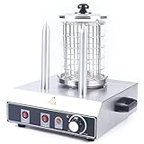 Donened - Hot Dog Maker, Bockwurstwärmer, 3 Heizspieße, Temperaturregler 0～85℃, Edelstahlkäfig: Ø 16 cm, Edelstahlgehäuse, Profi Würstchenkocher, Silber