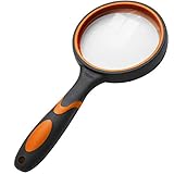 Audamp Lupe Handlupe 75 MM Echtglas-Lupe bruchsicherer Vergrößerungsspiegel (Orange)