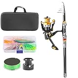 Weqizuerqi Angelrute und Angelrolle Combo | Teleskoprute für Forellen | Vielseitige Ausrüstung für Surfcasting, Forelle, Wandern, See, Boot, Kajak, Ponton, Bergen, Fluss und Camping