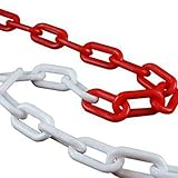 Marwotec 25 Meter Kunststoffkette 8mm Dicke Kettenglieder rot weiß Massive Absperrkette rot weiß aus Kunststoff 8mm zum Absperren großer Flächen, gut sichtbar, stabil von Marwotec aus Deutschland