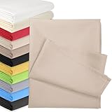 Bettlaken OHNE Gummizug 70 x 140 cm Beige (85% Baumwolle 15% Poly) Betttuch Glatte Betttücher Baumwolle Laken Haustuch Leintuch