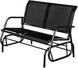 YODOLLA Schaukelstuhl, Schaukelbank Gartenschaukel aus Metall Gartenmöbel für 2 Personen, 2-Sitzer Outdoor Gartenbank, 119 x 70 x 85 cm, Schwarz