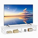 IBUYKE TV-Schrank Tisch,Fernsehtisch, 114 cm, mit 2 Lagerung,Tischplatte Kurzer TV-Ständer, für Fernseher bis zu 60 Zoll, Wohnzimmer, Esszimmer und Schlafzimmer,Weiß TVT002W