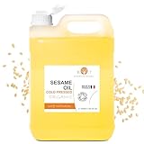 100% reines und natürliches Bio-Sesamöl, Ayurvedische Exzellenz, Zertifiziert biologisch, Haut- und Haarpflege, Ayurveda Massageöl - 5000 ml