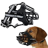 Maulkorb für Große Hunde, FainFun Silikon Maulkorb Mittlere Hunde, Hundemaulkorb Stoff, Verstellbare Schlaufe, Verhindert Bellen, Beißen und Kauen(M)