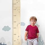 Messlatte für Kinder aus Holz, Holz Messlatten für Baby Kleinkinderzimmer, Größentabelle & Höhenmessung für die Wand Kinderzimmer Wanddekoration & Zimmer hängende Wanddekoration klappbar