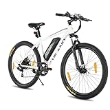 HILAND 26 Zoll E-Mountainbike mit 250W Motor, 36V 7,8Ah Akku, Elektro Mountainbike mit 7-Gang Schaltung, Elektrofahrrad für Männer Frauen, E-Bike mit Scheibenbremsen, Weiß