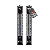 Lantelme 2 Stück Gartenthermometer Set Schwarz Temperaturanzeige -30°C bis 50°C | Analog Kunststoff Thermometer 18cm Wetterfest für Außen Innen und Garten | Außenthermometer (Schwarz)