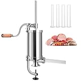 GOPLUS Wurstfüller aus Edelstahl, Wurstfüllmaschine Wurstmaschine Manuell, Wurstpress mit 4 verschiedene Füllrohre, Wurstspritze mit Befestigungsclip, Einfache Bedienung & leicht zu reinigen (1,5KG)
