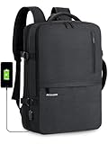 BECOJADDE Handgepäck Rucksack Flugzeug mit Laptopfach Business Laptop Rucksack Herren Arbeitsrucksack Reiserucksack Backpack für 17 Zoll Laptop, Grau