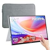 Jhcztrk Touchscreen tragbarer Monitor 14 Zoll IPS Slim Travel Screen FHD 1200P HDR FreeSync Bezel Less USB-C Computer Monitor mit Cover Stand und Lautsprechern für Laptop PC Mac Surface PS4/5 Xbox