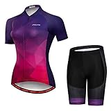 Fahrrad Trikot Set Frauen Fahrrad Trikot Shorts Anzug gepolsterte Damen MTB Top Bottom Shirts Road Mountain Fahrrad Kleidung Kleidung Uniform Sommer Rennsport Bluse weiblich lila rot XL