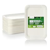 Vaily Pappteller 13 x 20 cm Eckig 150er Pack für Kuchen und Brötchen - Einwegteller, Einweggeschirr, Kuchenteller für Grillfeste, Partys und Geburtstag, Weiß