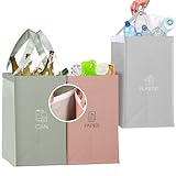 Pizsieat Mülltrennsystem 3fach, Recycling System Taschen, Altpapier Sammler + Pfandflaschen Sammelbehälter + Plastikmüll Behälter, Mülltrennungssystem mit Transportgriff für Glas, Plastik und Papier