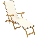 Outsunny Sonnenliege Holz klappbar Campingliege mit Matratze, Fußstütze, Ergonomisch Gartenstuhl wetterfeste Gartenliege, Liegestuhl bis 160 kg belastbar, für Urlaub Garten Strand Pool Outdoor, Teak