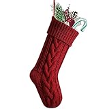 Nanou Groß Nikolausstrumpf Weihnachtsstrümpfe, Nikolausstiefel, Weihnachten Hängende Taschen, Weihnachten Geschenktasche für Weihnachten Deko (Länge 46cm, 1 Stück, Pflaume)