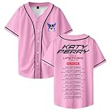 Merch Katy Perry The Lifetimes Tour Baseballtrikot, kurzärmelig, Button-Up-Shirts, für Herren und Damen, Streetwear, rose, XXS