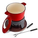 Swissmar F66705 Sierra Fondue Set 11-teiliges, Gusseisen/Edelstahl, Kirschrot, 1.6L, Fondue-Set für Fleisch, Käse und Schokolade, für 4 Personen, Geschenkset