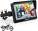 Motorrad Navi Carplay Bildschirm Carpuride W702, Kabellos CarPlay & Android Auto, 7 Zoll Wasserdichter Touchscreen, Dual Bluetooth, GPS Navigation, Sprachsteuerung Siri