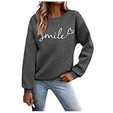 Generisch Pullover Damen Sweatshirt Druck Langarmshirt Rundhals Pulli Herbstt Winter Frauen Locker Casual Oberteil Damen Kleidung Streetwear Sweatshirts ohne Kapuze Bluse Tops