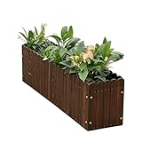 Hochbeet, Pflanzkasten aus karbonisiertem Holz mit Vlieseinlage, Pflanzgefäß, Garten-, Terrassen- und Balkonaufsteller, für drinnen und draußen(80CM)