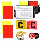 YEWCEP 9 Stück Schiedsrichter Set, Fußbal Sachen Schiedsrichter Set Schiedsrichter Pfeifen, Mit Tasche Punktebuch, Rote und Gelbe Karten, Schulsport für Kinder Fußballspiele
