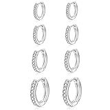 Senteria Kleine Creolen für Damen Kleine Silber Creole S925 Silber 14K Vergoldet CZ Knorpel Huggie Creolen Mehrere Piercing Creole Schlafen 6/8/10/12mm
