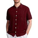 Mymyguoe Sommerhemd Herren Strickhemd Kurzärmelig Strand Top Atmungsaktiv Freizeithemd Mit Knöpfen Einfarbig Top Kurzarmhemd Sommer Hemd Freizeithemden Strandhemd Trachtenhemd