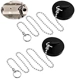 Giantree 2 Stück Abflussstopfen, Waschbeckenstöpsel Gummi mit 40cm Kette, Ø 40-45mm Stöpsel Badewanne Schwarz Stöpsel für Spülbecken für Küchenspüle Badewanne Bad