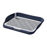 perfk Hundetoilette, Hundetöpfchen-Unterlage mit abnehmbarem Pfosten, Wiederverwendbare Netz-Trainingstoiletten-Töpfchenschale für kleine und mittelgroße, Navy Blau