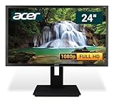 acer B246HL 24 Zoll Business Computer Monitor, Desktop Gaming Monitor, Full HD (VGA - DVI - Lautsprecher - VESA), PC Bildschirm, schwarz/Silber (Generalüberholt)