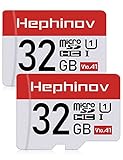 Hephinov Micro SD Karte bis zu 90MB/s(R), 32G MicroSDHC Speicherkarte 2er-Pack + SD Adapter mit A1, V10, U3, C10, Full HD Memory Card für Smartphone, Switch, Tablet, Action-Kamera, Drohne und Notebook